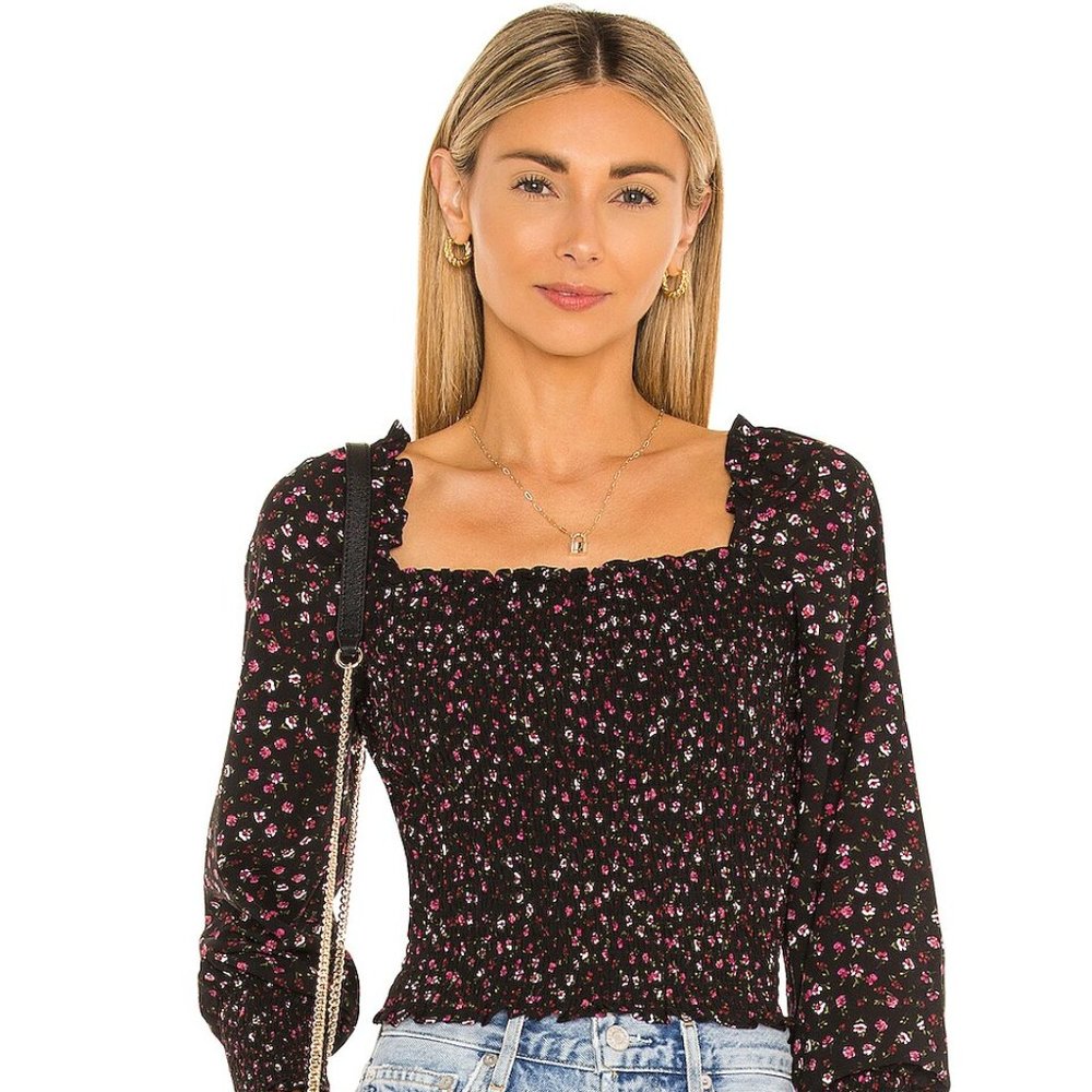 1. STATE Ditsy Refresh Blouse